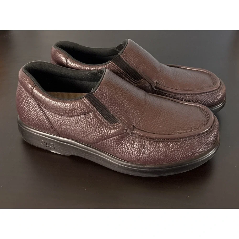 SAS Side Gore Men's Brown Size 13 Leather Slip On Loafer Comfort Walking Shoes